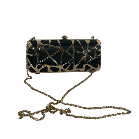 Sephora Black/Goldtone Evening Purse Chain Clutch - Picture 4 of 7